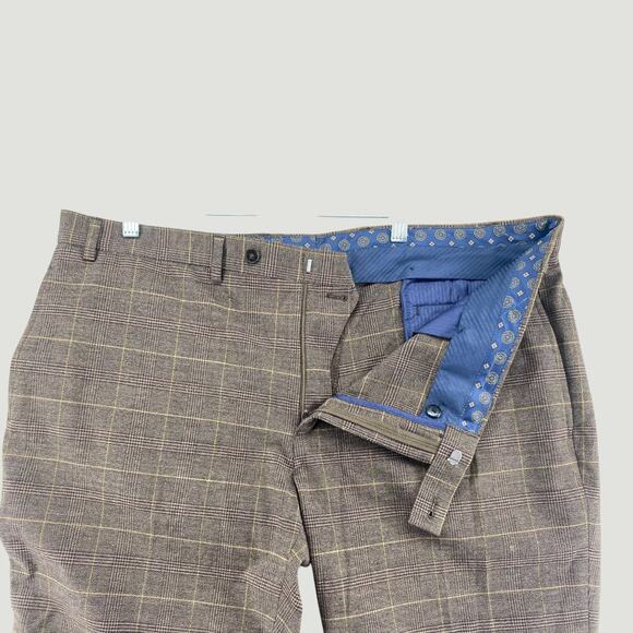 Lauren Ralph Lauren Plaid Dress Pants Men’s 42x30 Brown Stretch Slacks - Picture 4 of 6